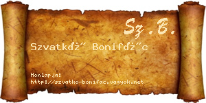 Szvatkó Bonifác névjegykártya
