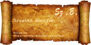 Szvatkó Bonifác névjegykártya